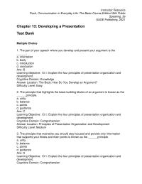 Communications Chapter 13 1 Basic Course Edition With Public Speaking Sage Publishing 2021 Topical Question answer Spatial