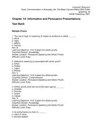 Communications Chapter 14 1 Ans Learning Objective 142 Identify Strategies For Achieving Successful Informative Presentations Cognitive