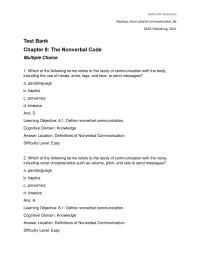 Communications Chapter 8 1 Emblems And Illustrators Difficulty Level Easy Which The Following Channels Nonverbal Communication