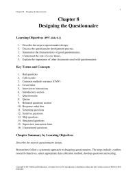 Marketing Chapter 8 Homework 1 Designing The Questionnaire Designing The Questionnaire learning Objectives Ppt Slide describe