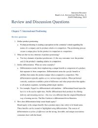 International Business Chapter 7 Homework Product Class International Positioning May Rely Universal Endorsement Such As ISO International Organization