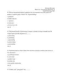 International Business Chapter 7 2 True False Ans 52 The Positioning Statement International Marketing Focuses The Key