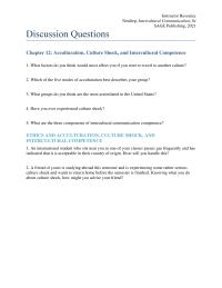 Communications Chapter 12 Homework Culture Shock And intercultural Competence 1 International Student Who Sits Near You One Your