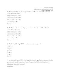 International Business Chapter 13 2 True False Ans 54 Upstream Activities Concentrate Sending Product Supplies Another Channel