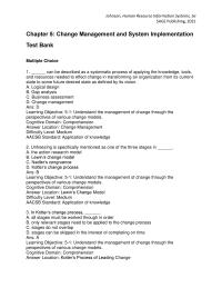 Human Resources Chapter 5 1 Ans Learning Objective 53 Discuss The Elements Important Successful HRIS Implementation Cognitive