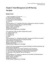 Human Resources Chapter 8 1 Location Human Resource Planning Difficulty Level Medium Aa c s b Standard Application Knowledge What