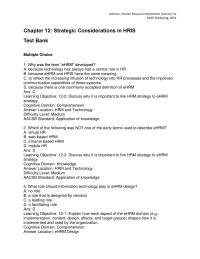 Human Resources Chapter 12 1 Ans Learning Objective 123 Explain Why EHRM Must Consider Both Technical And