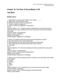 Human Resources Chapter 16 1 Ans Learning Objective 161 Possess General Understanding How The Internet And Particularly