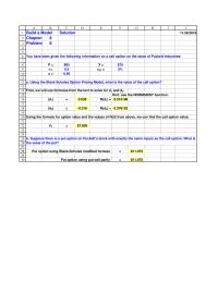 Finance Chapter 8 Homework Suppose there is a put option on Puckett’s stock with exactly the same inputs as the call option