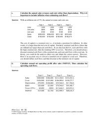 Finance Chapter 11 Homework The Sensitivity Data Are Given Here Tabular Form NPV For Deviations Inputs deviation From base