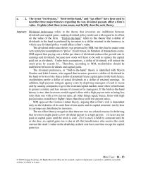 Finance Chapter 14 Homework A2 The Terms Irrelevance Bird in the hand And Tax Effect Have Been Used To describe