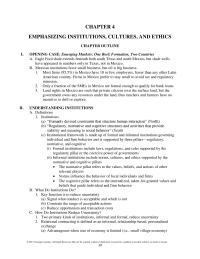International Business Chapter 4 Homework Emphasizing Institutions Cultures And Ethics Outline i opening Case Emerging Markets One Rock