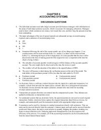Accounting Chapter 5 Homework The individual accounts receivable ledger accounts provide business managers with information on the status of individual customer accounts
