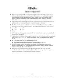 Accounting Chapter 7 Homework&nbsp;The receiving report should be reconciled to the initial purchase order and the vendor’s invoice before inventory purchases are recorded and paid