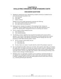 Accounting Chapter 23 Homework Materials actual Quantity Standard Quantity quantity Variance Standard Price 960 Units 935