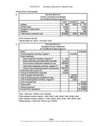 Accounting Chapter 23 Homework Variances From Standard Costs CP 232use This Activity Compare Performance Measures From Different