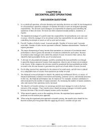 Accounting Chapter 24 Homework Decentralized Operations Practice Exercises 241a 285700 Over Budget 248800 Over Budget