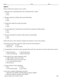 Accounting Chapter 5 1 Select The One Term That Best Fits Each Definition Print The Letter&nbsp;A bank account from which payments can be ordered by a depositor
