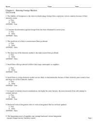 International Business Chapter 6 1 Powered Cognero Page Name Class Date Entering Foreign Markets Test Bank