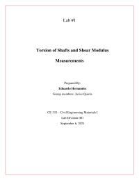 Torsion Of Shafts And Shear Modulus