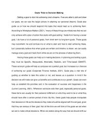 Goals’ Role to Decision-Making