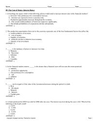 Finance Chapter 5 Answer Everything Else The Same The Higher The Expected Rate Inflation The
