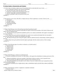Finance Chapter 7 Participation Provision Cumulative Dividends Sinking Fund Preemptive Right Call Provision Answer Preferred