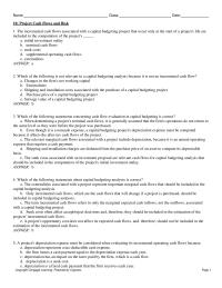 Finance Chapter 10 The incremental cash flows associated with a capital budgeting project that occur only at the start of a project’s life