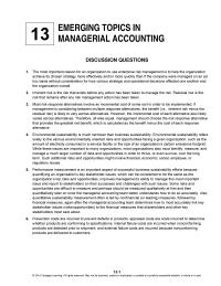 Accounting Chapter 13 Homework Environmental sustainability refers solely to the various environmentally oriented risks and opportunities facing a given organization