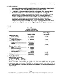 Accounting Chapter 13 Homework The Distribution Quality Costs Needs Reversed The Company Should Increase Prevention And