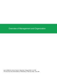 Overview of management and organization