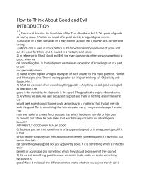 How to Think About Good and Evil  INTRODUCTION