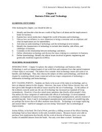 Business Ethics Chapter 9 Homework Instructors Manual Business Amp Society Carroll 10e Business Ethics And Technology learning Out comes after