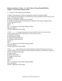 International Business Chapter 5 1 Answer True Diff Lo 51 Functions The Foreign Exchange Market Skill Recognition