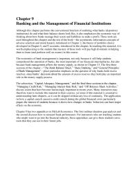 Banking Chapter 9 Homework Adequacy Management And The Final Three Sections The Managing Credit Risk Managing