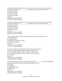 Banking Chapter 20 2 According to Keynes’s theory of liquidity preference, velocity increases when