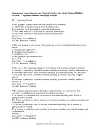Banking Chapter 23 1 Answer The total quantity of an economy’s final goods and services demanded at different inflation rates is