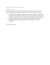 Marketing Chapter 3 Homework Define at least two “employee” segmentation criteria and two “employer” segmentation criteria relevant for pricing