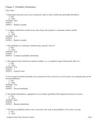 Management Chapter 3 1 A random variable that can take on any value along a line segment is a continuous random variable