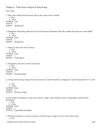 Management Chapter 6 1 Quantitative forecasting methods can be used when past information about the variable being forecast is unavailable