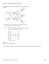 Management Chapter 10 2 Consider the following shortest-route problem involving seven cities. The distances between the cities are given below
