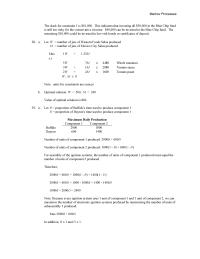 Management Chapter 7 Homework For assembly of the ignition systems, the number of units of component 1 produced must equal the number of units of component 2 produced