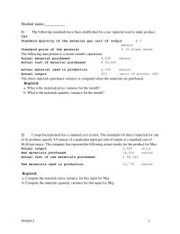 Accounting Chapter 10 Chapter 10_version1 Beck a Incorporated has provided the following data concerning one of the products in its standard cost system