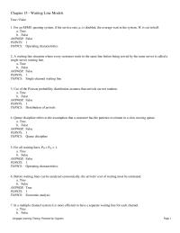 Management Chapter 15 1 Waiting Line Models 14 For Single channel Waiting Line The Utilization Factor&nbsp;