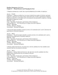 Marketing Chapter 15 1 The job description identifies essential activities to be undertaken and is used to determine the qualifications of potential employees