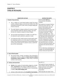 Marketing Chapter 2 Homework The retail industry is always evolving. As consumer needs and competition within the industry change, new retail formats are created to respond to those changes