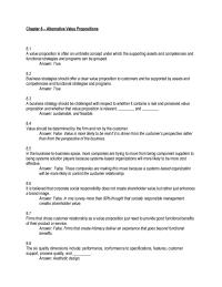Marketing Chapter 8 1 Business strategies should offer a clear value proposition to customers and be supported by assets and competencies and functional strategies and programs