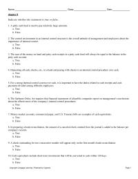 Accounting Chapter 8 Chapter_8&nbsp;The sum of the money on hand and petty cash receipts in a petty cash fund will always be equal to the balance in the petty cash account