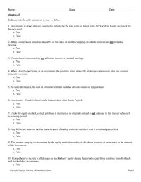 Accounting Chapter 15 Chapter_15&nbsp;The investor carrying an investment by the equity method records cash dividends received as an increase in the amount&nbsp;of the investment