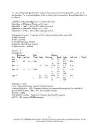 Accounting Chapter 5 4 A company sells garden hoses and uses the perpetual inventory system to account for its merchandise. The beginning balance of the inventory and its transactions during September were as follows